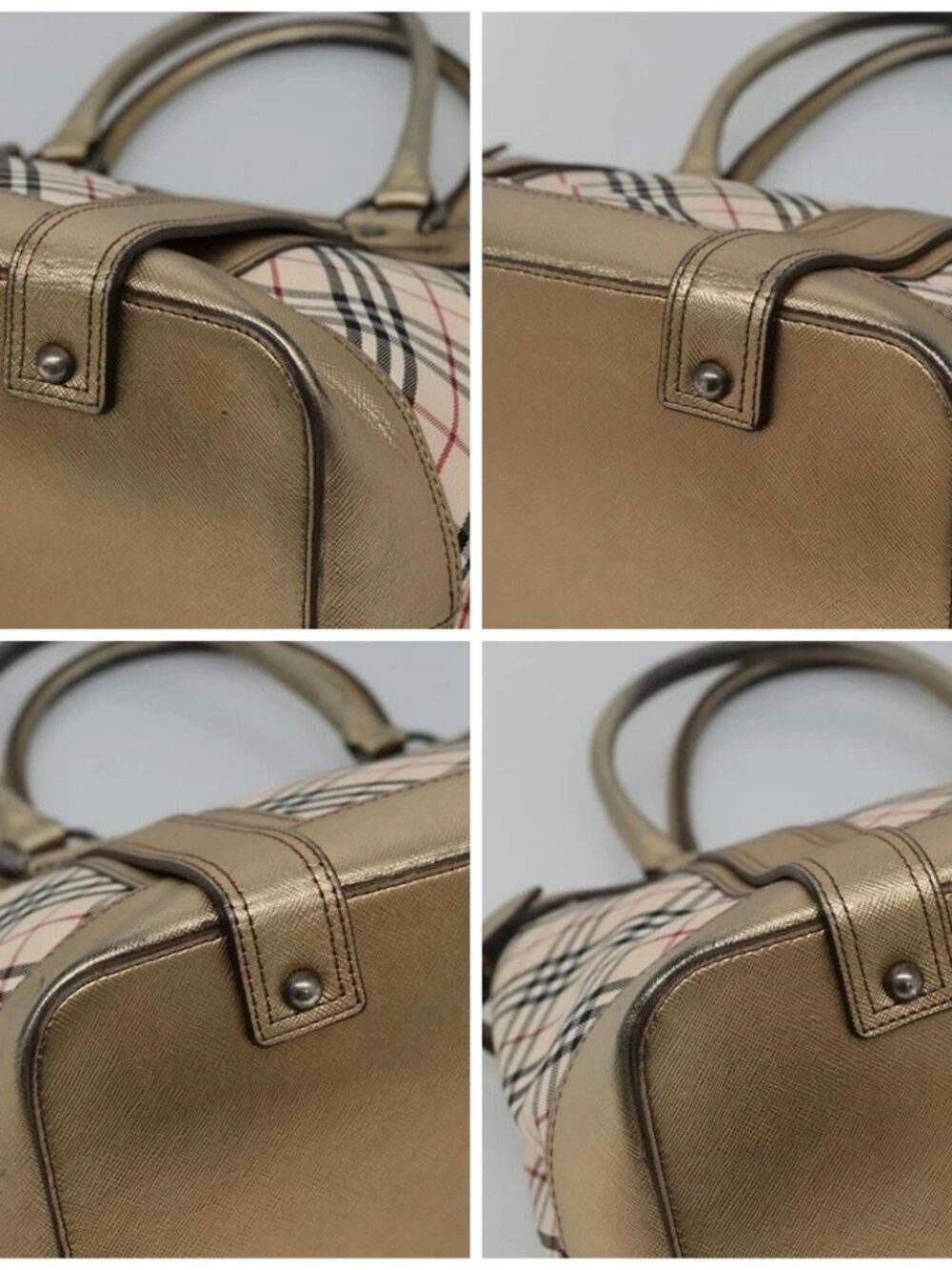 BURBERRY Nova Check Tote Bag Canvas Beige Gold Auth EC868 - Picture 15 of 15
